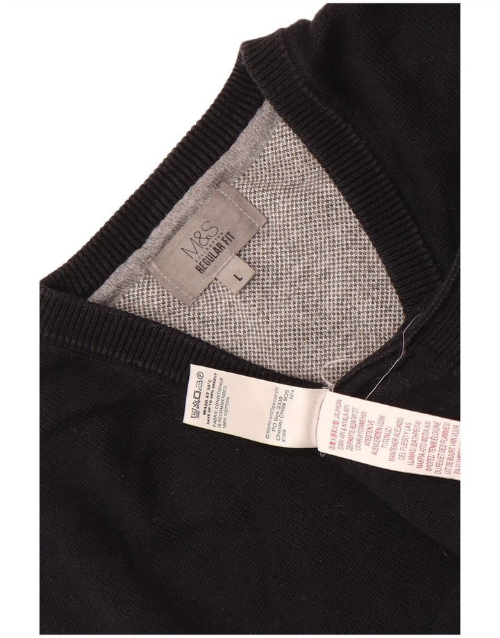 Marks & Spencer Mens Regular Fit Vest Tank Top Mare Bumbac Negru