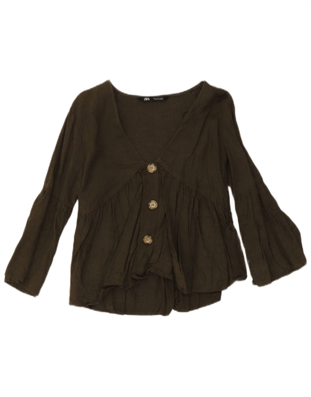 Bluză cămașă pentru femei Zara UK 10 Mic verde in