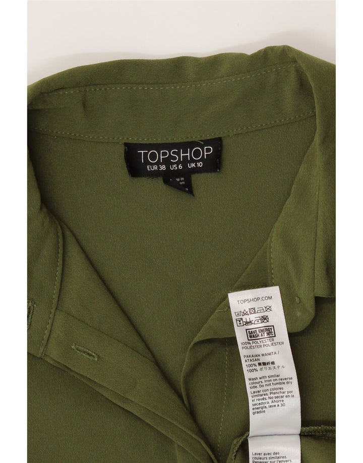 Bluză cămașă pentru femei Topshop UK 10 Poliester kaki mic