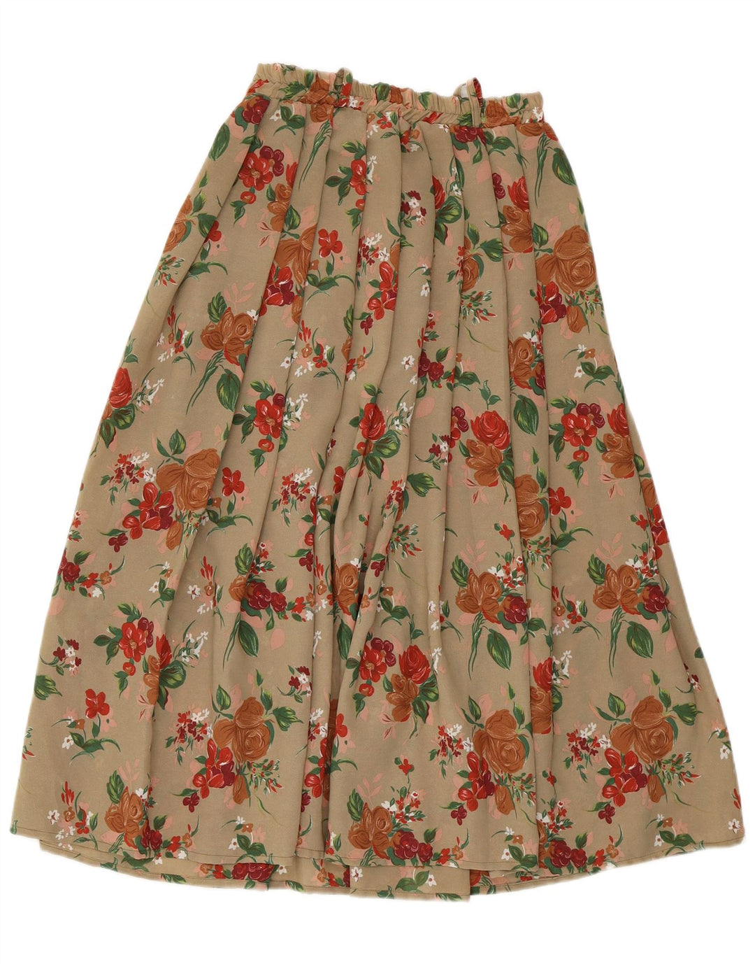 Fusta în formă de A pentru femei VINTAGE Medium W28 Bej Poliester Floral