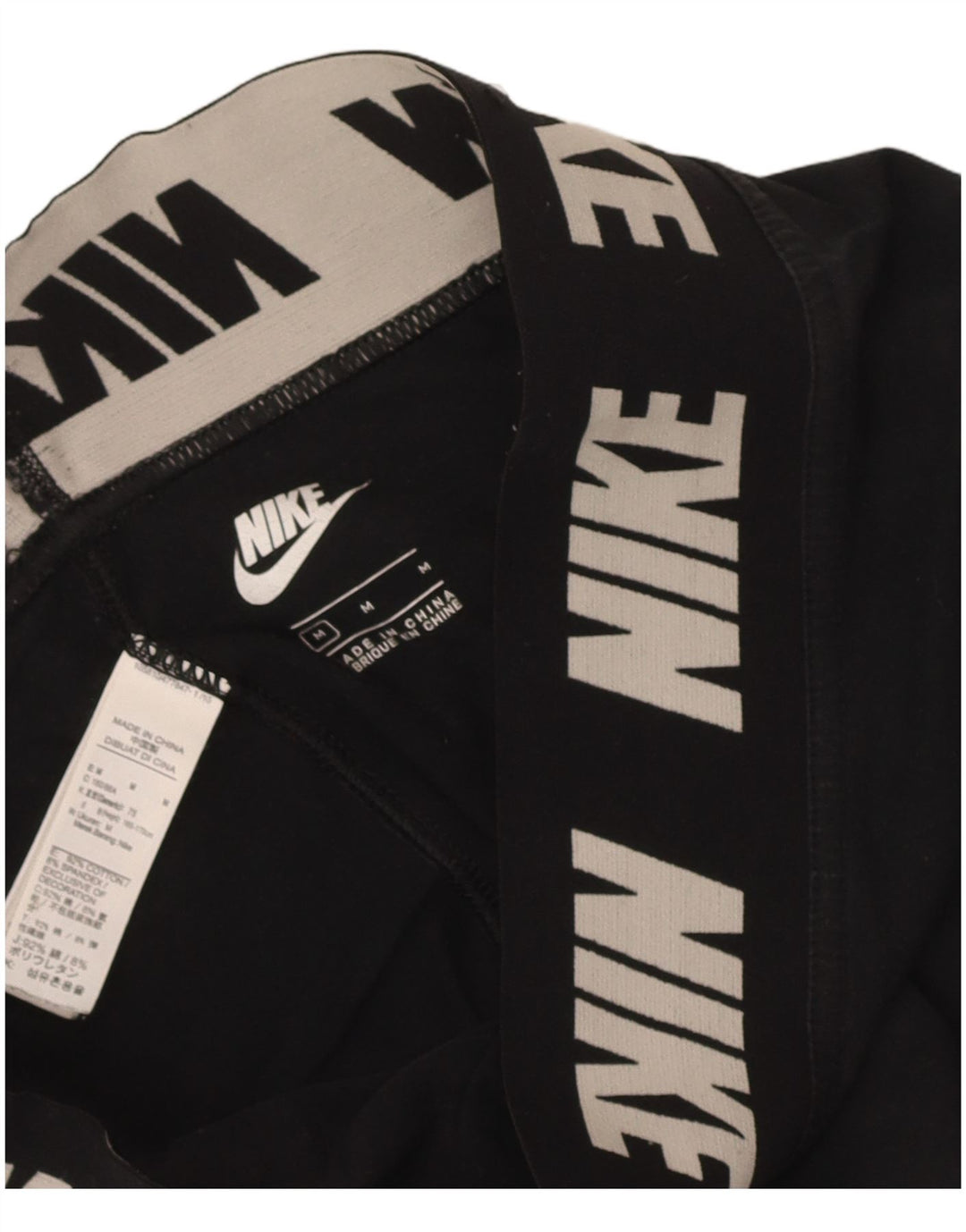 Leggings grafic Nike pentru femei UK 12, bumbac mediu negru