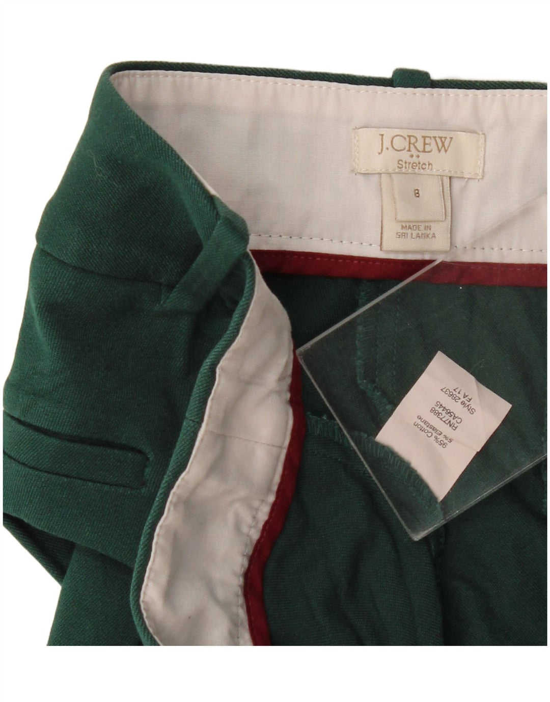 Pantaloni tăiați drept pentru femei J. CREW US 8 Medium W32 L26 Bumbac verde