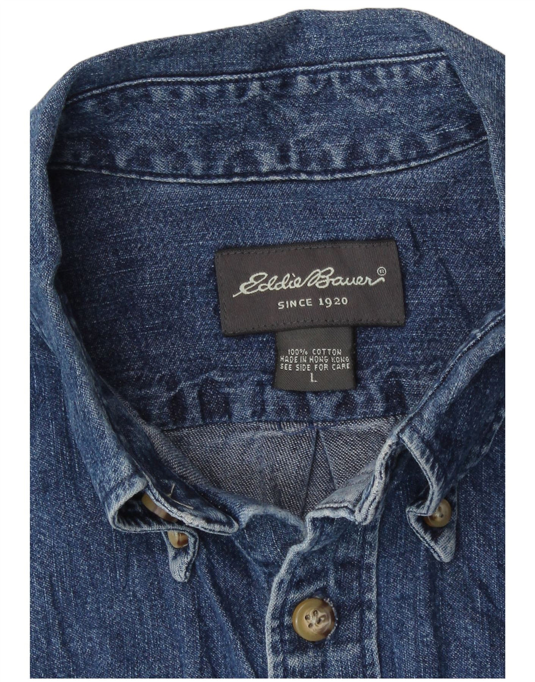 Cămașă de blugi cu mânecă scurtă pentru bărbați Eddie Bauer, bumbac albastru mare