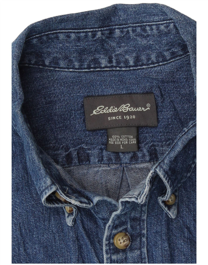 Cămașă de blugi cu mânecă scurtă pentru bărbați Eddie Bauer, bumbac albastru mare
