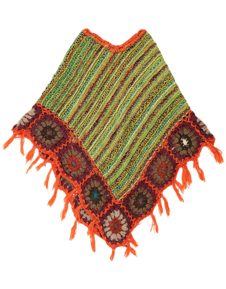 Jumper Poncho Vintage pentru damă, mărime unica, cu dungi verzi