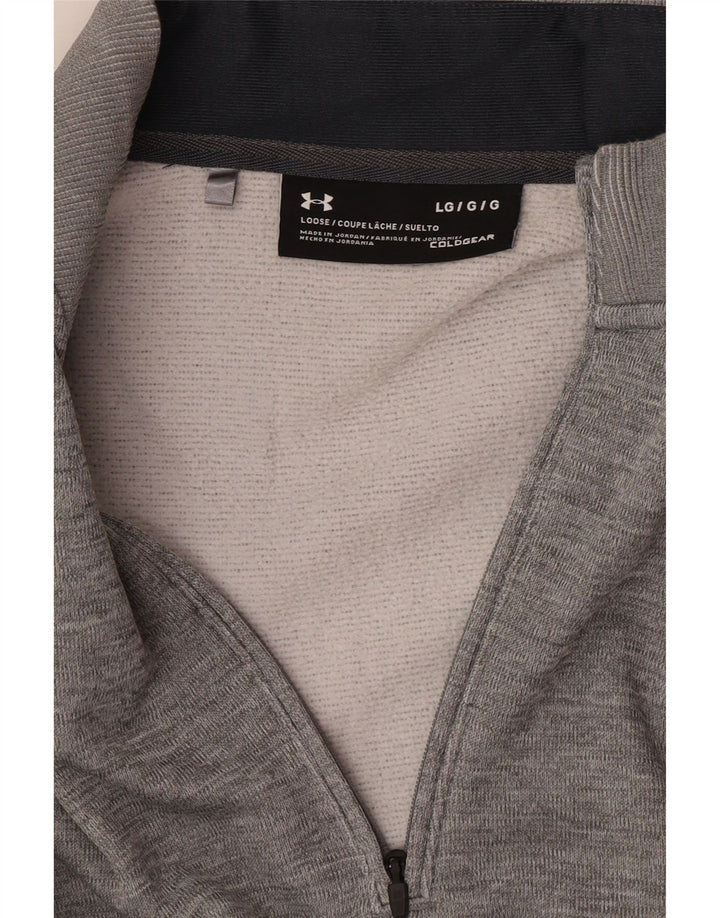 Pulover Under Armour Cold Gear pentru bărbați, cu fermoar, cu gât, mare, pete gri