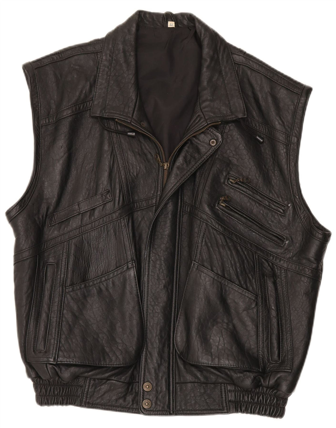 Gilet din piele vintage pentru bărbați EU 52 XL din piele neagră
