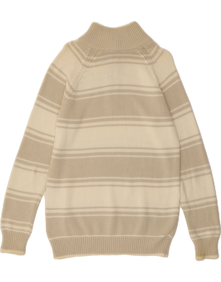 NORTH SAILS Mens Zip Neck Jumper Sweater Medium Beige Striped Vintage North Sails and Second-Hand North Sails from Messina Hembry 