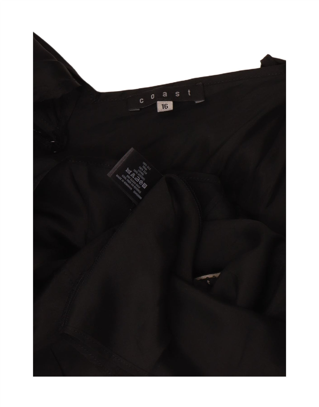 Bluză înfășurată fără mâneci pentru femei Coast UK 16, mătase mare, neagră