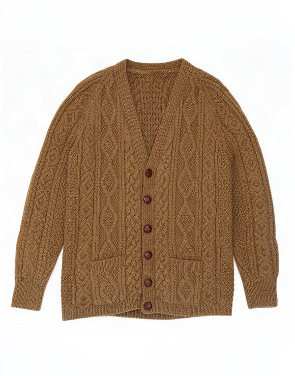 Vintage Mens Cardigan Sweater Medium Khaki