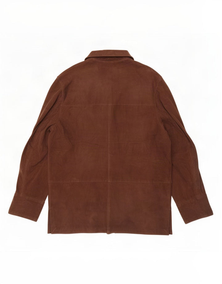 Jachetă vintage de piele intoarsa pentru femei IT 48 XL din piele maro