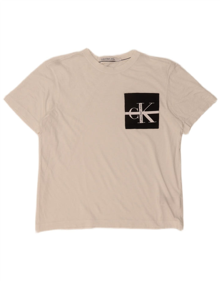 Tricou grafic Calvin Klein pentru bărbați Top mic din bumbac alb