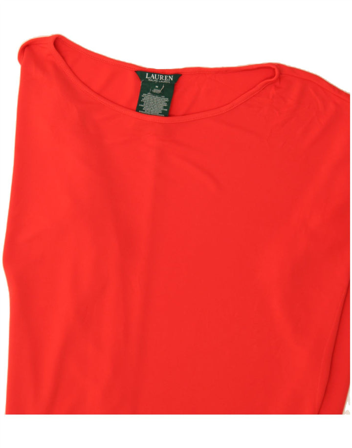 RALPH LAUREN Womens Poncho Blouse Top UK 14 Medium Red Polyester Vintage Ralph Lauren and Second-Hand Ralph Lauren from Messina Hembry 