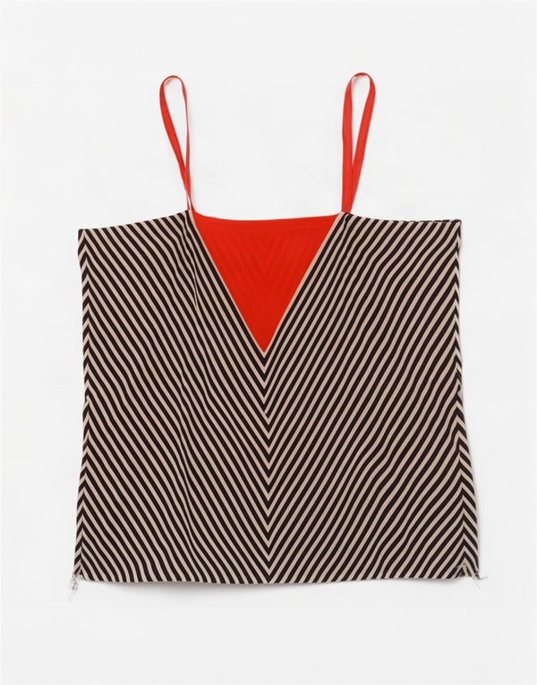 Vintage Cami Top pentru femei UK 12 Medium Black Chevron