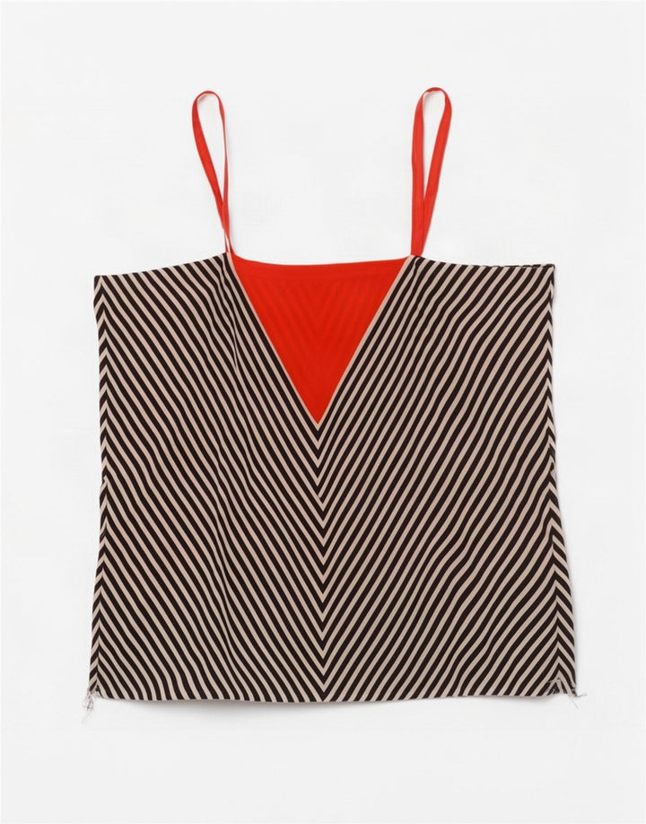 Vintage Cami Top pentru femei UK 12 Medium Black Chevron