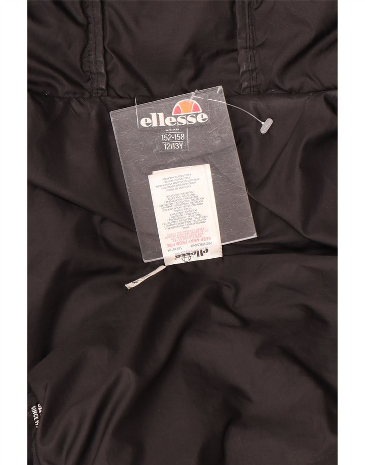 Jachetă căptușită cu glugă cu grafic ELLESSE pentru băieți 12-13 ani, poliester negru