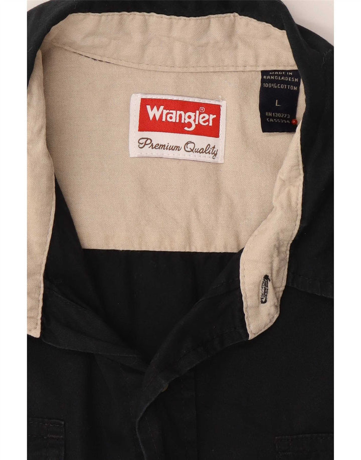Cămașă cu mânecă scurtă pentru bărbați Wrangler, bumbac negru mare