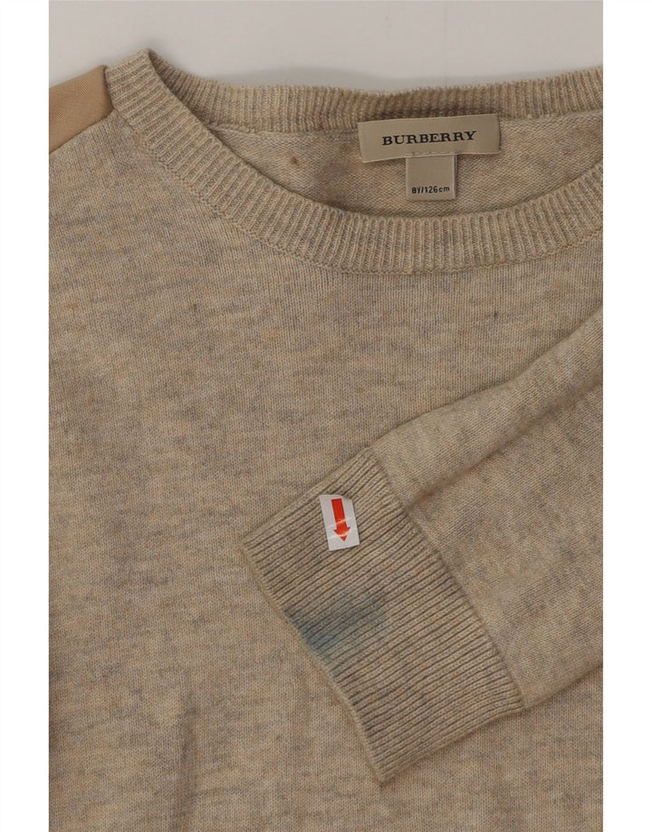 Pulover pentru fete BURBERRY cu gât barcă 7-8 ani bumbac bej