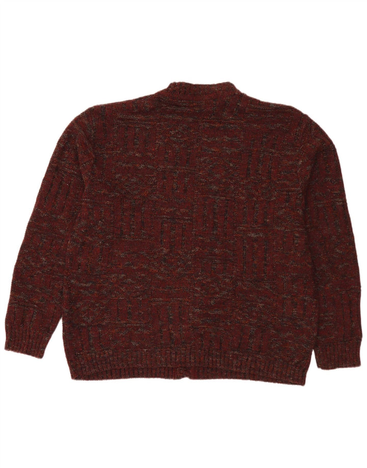 Pulover cardigan pentru bărbați Angelo Greco, lână cu pete burgundy