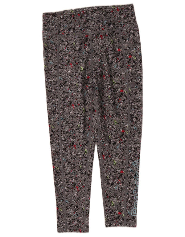 Leggings pentru fete Reebok 10-11 ani, mare, gri, poliester floral