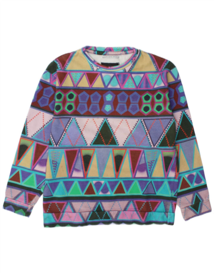 Pulover de hanorac vintage pentru femei UK 14 Medium Multicolor Geometric