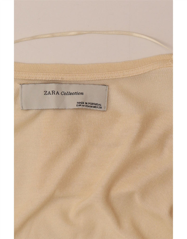 Pulover cardigan pentru femei Zara UK 12 Medium Bej