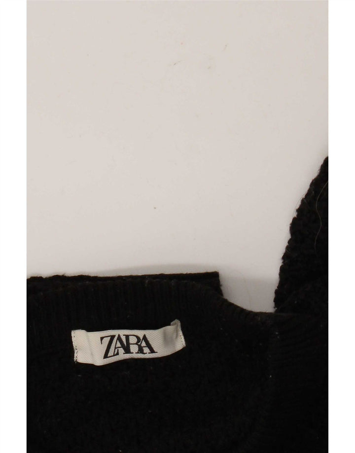 Pulover Pulover Crop Crew Deck pentru Damă Zara UK 14 Medium Negru