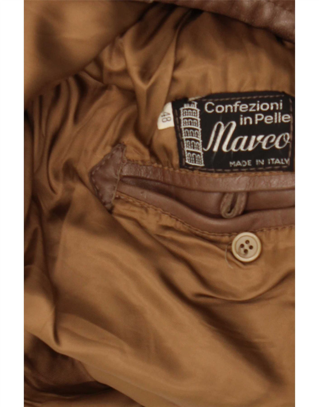 Geaca de piele vintage pentru barbati IT 48 piele maro medie