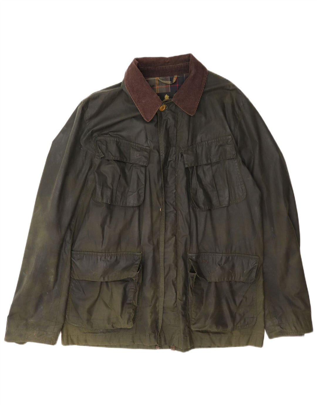 Jachetă pentru bărbați Barbour din bumbac cerat UK 40, mare, kaki, color block