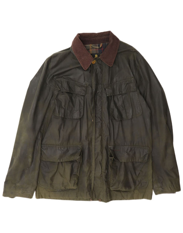 Jachetă pentru bărbați Barbour din bumbac cerat UK 40, mare, kaki, color block