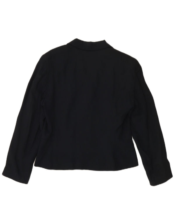 MARELLA Jachetă Blazer pentru femei cu 4 nasturi UK 16 mare, albastru bleumarin, viscoză