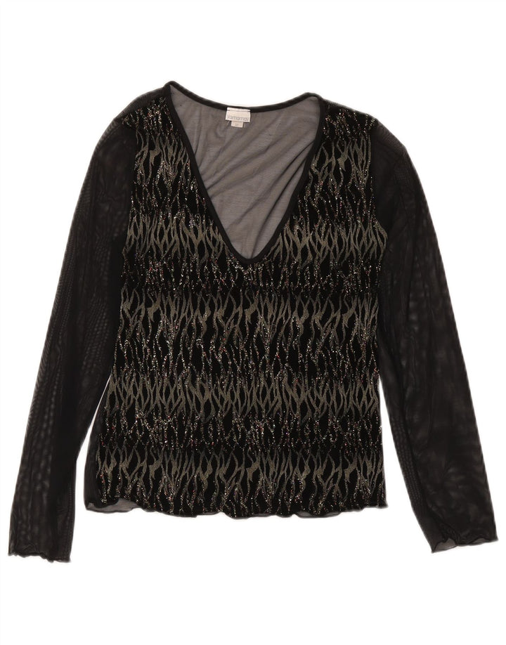 Tricou Yamamay pentru femei cu mânecă lungă See Through UK 12 Medium Black Striped