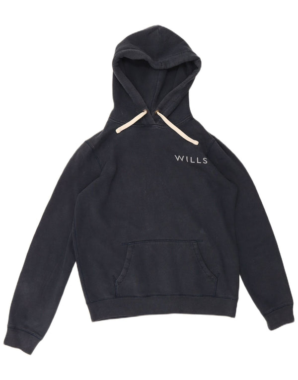 Jack Wills Pulover supradimensionat cu glugă cu grafic pentru femei UK 10 Small Bleumarin