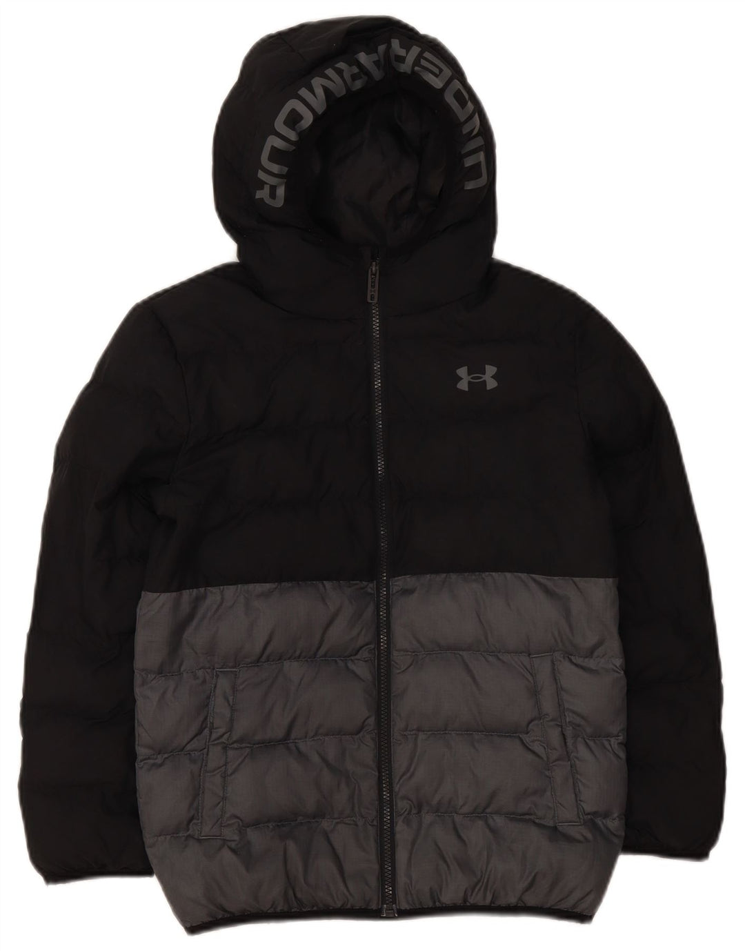Jachetă căptușită cu grafică Under Armour pentru băieți, 10-11 ani, negru colorblock