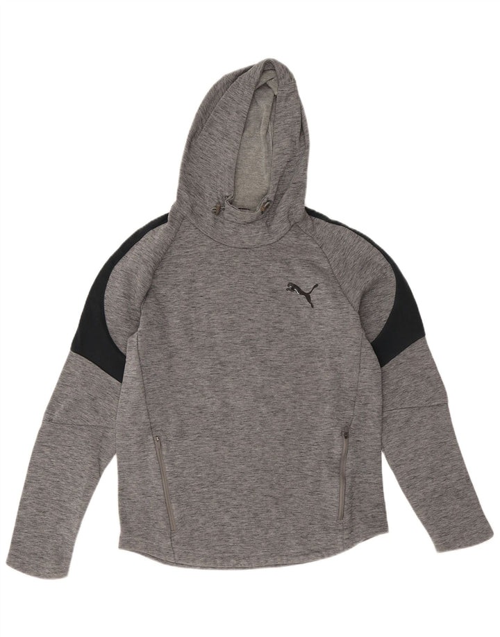 Pulover Puma pentru bărbați, bumbac color bloc, gri mic