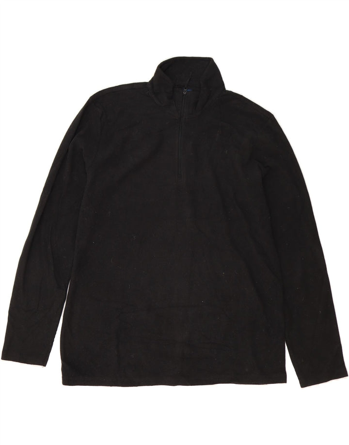 MOUNTAIN WAREHOUSE Mens Zip Neck Fleece Jumper Large Black Polyester Vintage Mountain Warehouse and Second-Hand Mountain Warehouse from Messina Hembry 