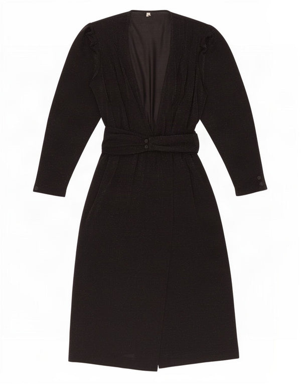 Rochie maxi cu mânecă lungă pentru femei vintage UK 16 mare neagră