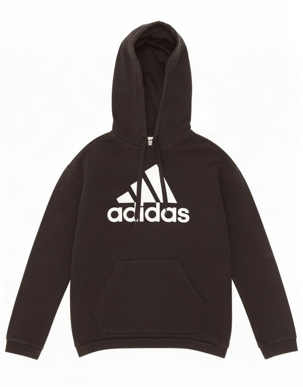 Adidas Womens Graphic Oversized Hoodie Jumper UK 4/6 XS Black Cotton