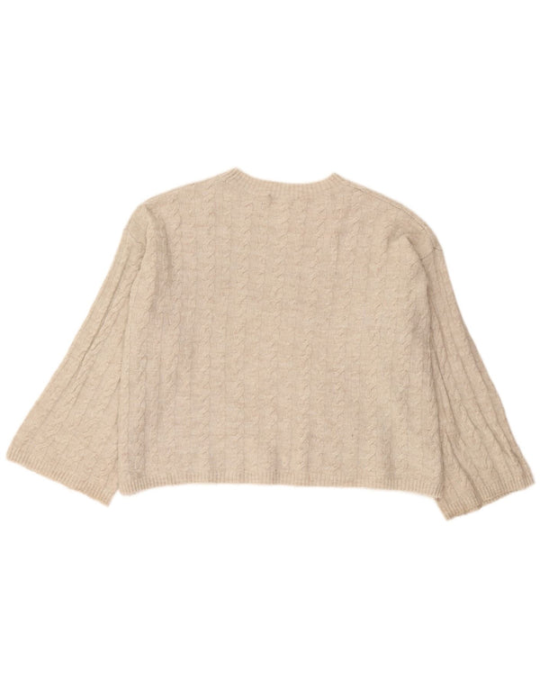 Pulover pentru femei supradimensionat cu gâtul turnat Zara UK 10 Mic Bej