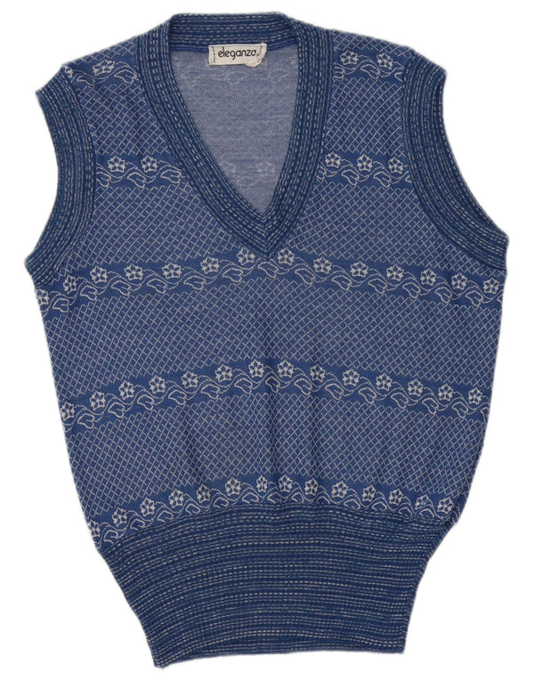 Vestă Vintage pentru bărbați Tank Top Medium Blue Floral Acrilic