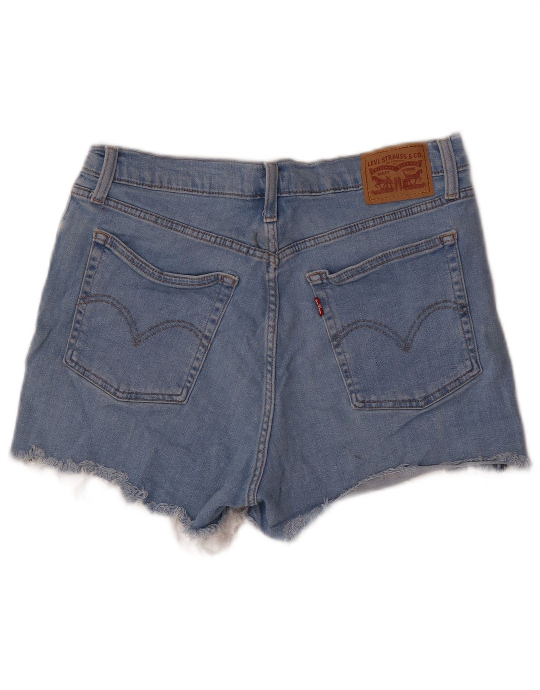 Pantaloni scurți din blugi cu talie înaltă pentru femei LEVI'S W32, bumbac albastru mare