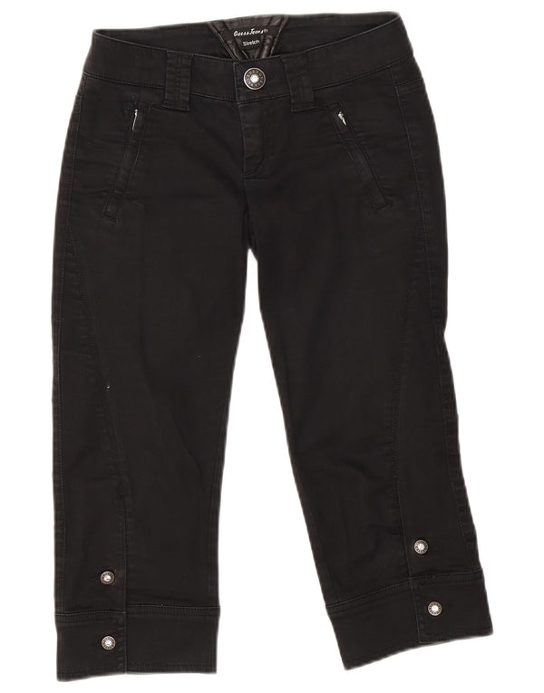 Blugi Capri Guess cu talie joasă pentru femei W25 L16 bumbac negru