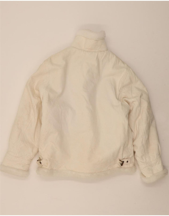 Jachetă de blugi Sherpa pentru bărbați VINTAGE UK 40, mare, alb, bumbac