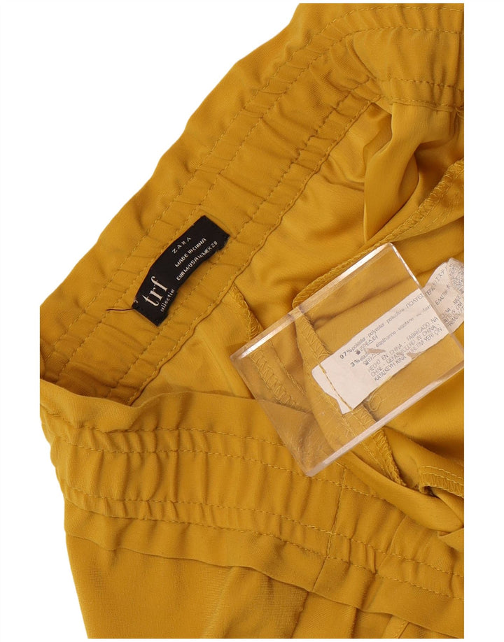 Pantaloni tăiați conici pentru femei Zara Mediu L28 L25 Poliester galben
