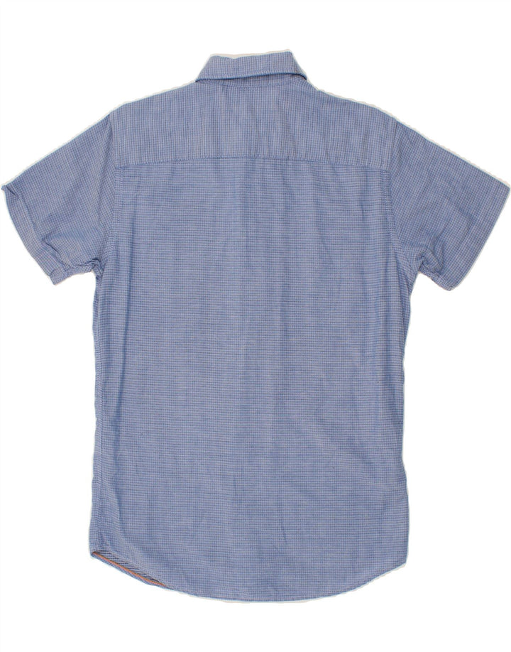 JACK & JONES Mens Short Sleeve Shirt Small Blue Spotted Cotton Vintage Jack & Jones and Second-Hand Jack & Jones from Messina Hembry 