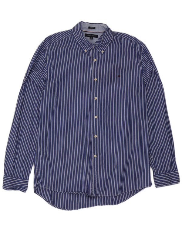 Cămașă pentru bărbați Tommy Hilfiger XL, bumbac cu dungi, albastru