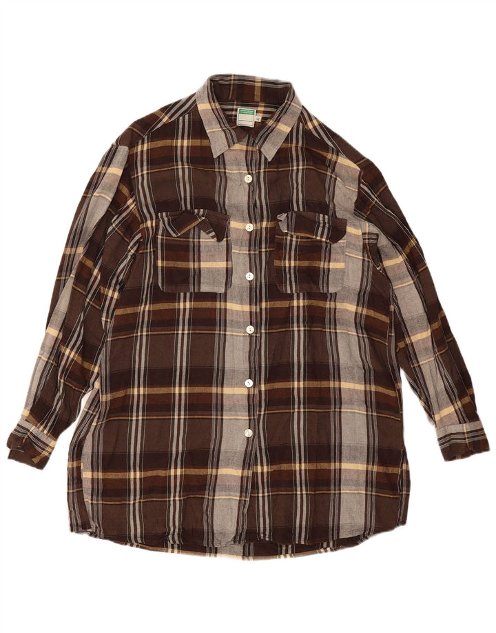 Cămașă Benetton pentru femei IT 42 Medium Brown Check Viscose