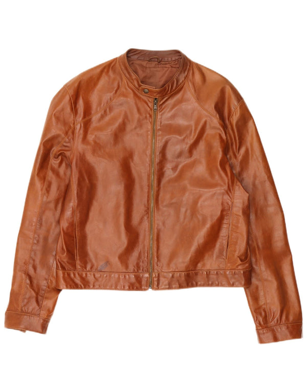 Jachetă din piele vintage pentru bărbați pentru motocicliști UK 44 2XL din piele maro