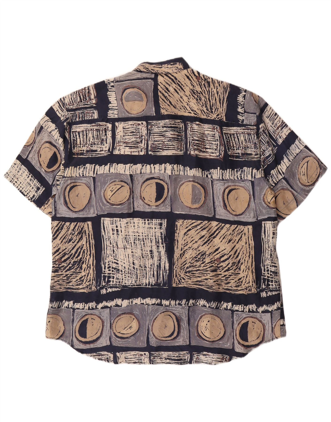 Cămașă cu mânecă scurtă pentru bărbați LAURENT, mare, din mătase geometrică, albastru