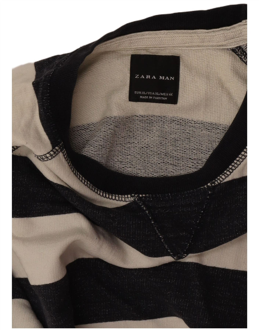 Pulover pentru bărbați Zara XL, bumbac cu dungi alb